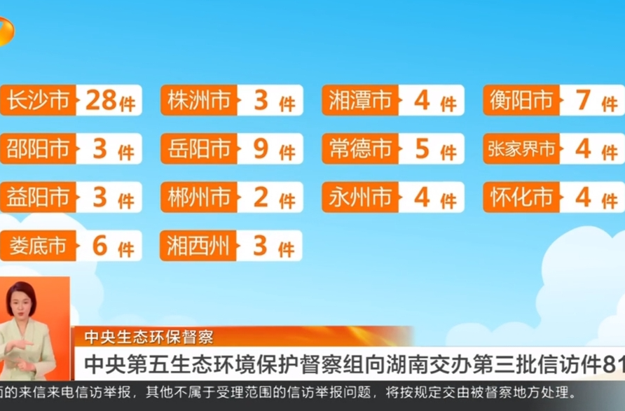 中央生态环保督察 中央第五生态环境保护督察组向湖南交办第三批信访件81件